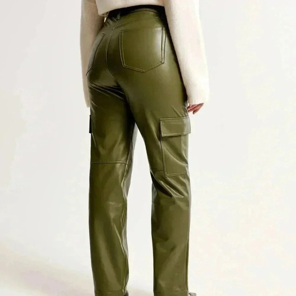 Women's Abercrombie & Fitch Pants & Jumpsuits Abercrombie Vegan Leather Cargo 27 - Picture 2 of 5